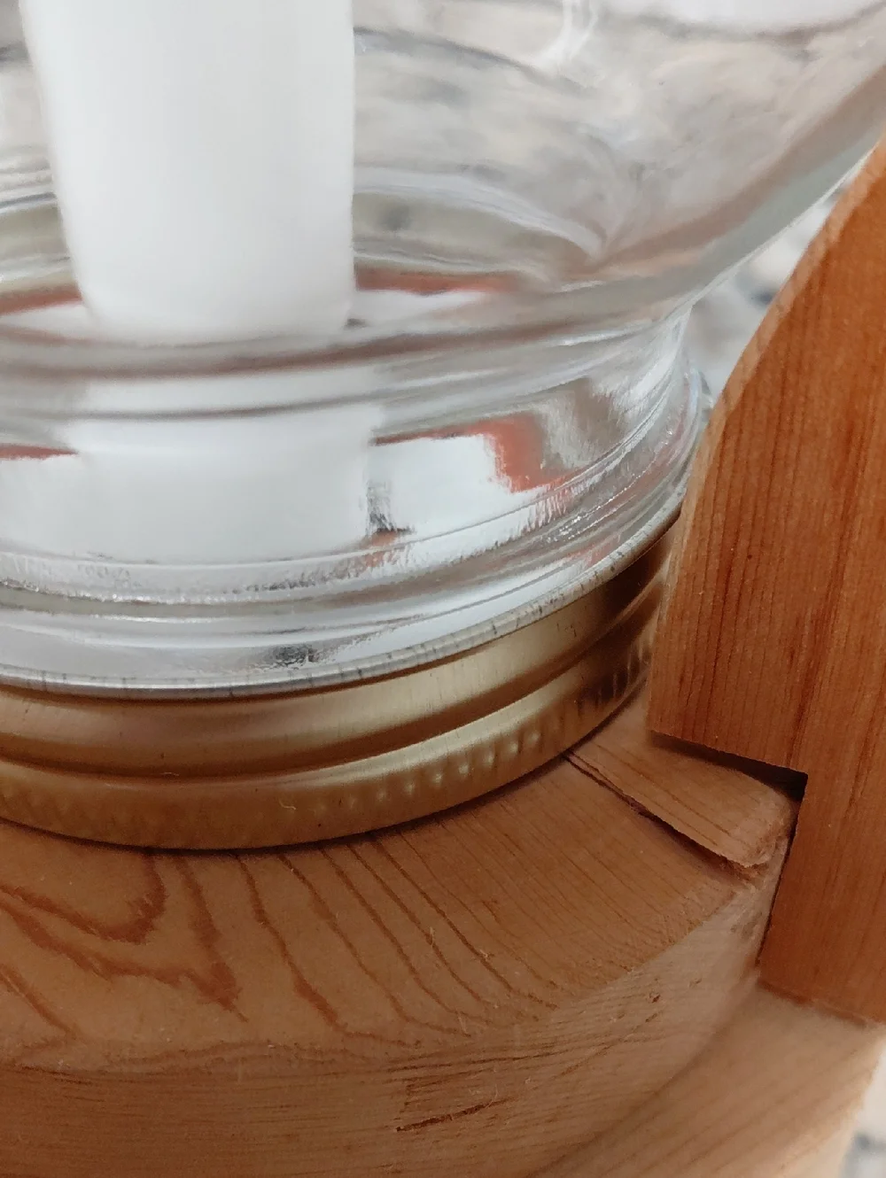 Handmade wooden electric lantern glass jar chimney Small white bulb Metal Handle